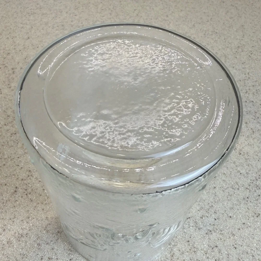 Vintage Clear Glass Apothecary Jar Embossed Eagle Star Lid Textured Patriotic